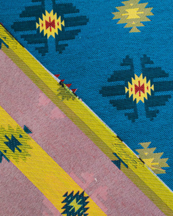Tissu Jacquard Aztèque Bleu - Mercerine