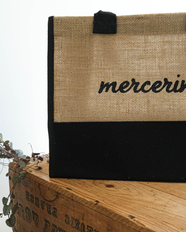 Petit Sac Cabas en Toile de Jute Intérieur Enduit - Mercerine