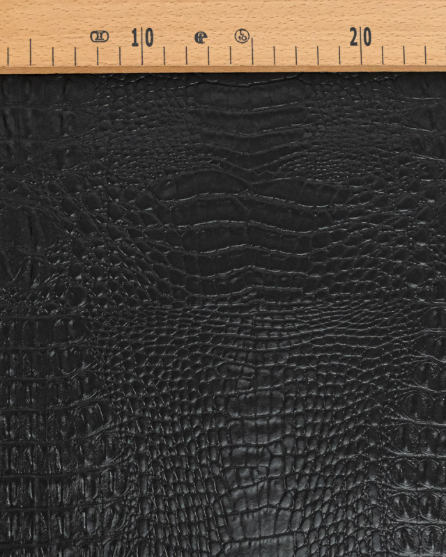 Tissu Simili Cuir Timsah Noir - Mercerine