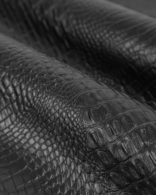 Tissu Simili Cuir Timsah Noir - Mercerine