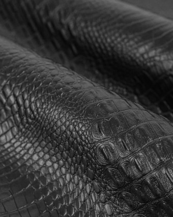 Tissu Simili Cuir Timsah Noir - Mercerine