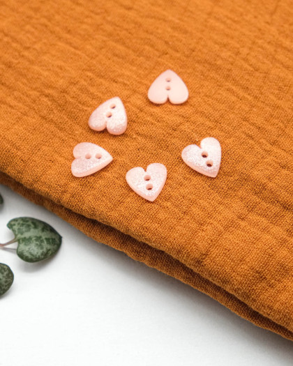 Bouton Cœur Rose Paillettes - Mercerine