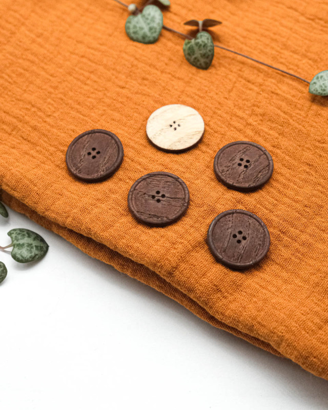 Bouton Bois Anneau Vernis Chocolat - Mercerine