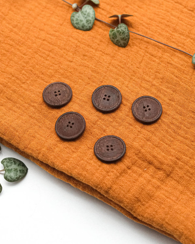Bouton Bois Anneau Vernis Chocolat - Mercerine