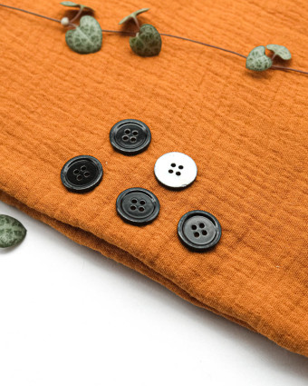 Bouton Nacre Bourrelet Noir - Mercerine