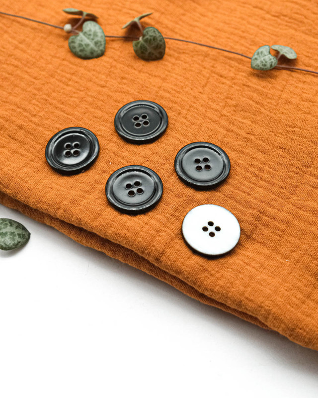 Bouton Nacre Bourrelet Noir - Mercerine