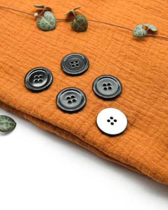 Bouton Nacre Bourrelet Noir - Mercerine
