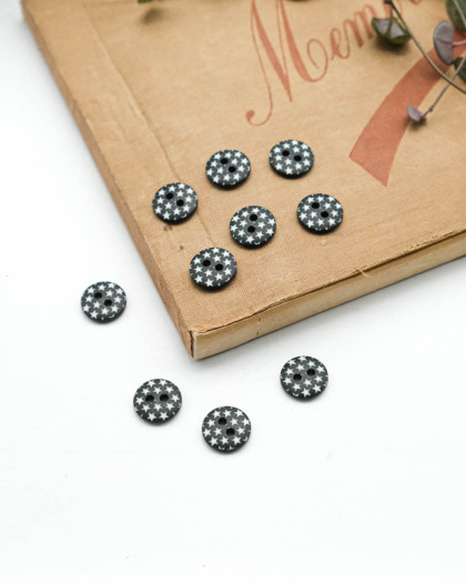 Bouton Fantaisie Motif Etoile Noir - Mercerine