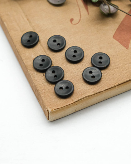 Bouton Polyester Mat Noir - Mercerine