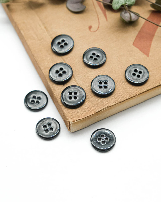 Bouton à coudre : nacre 4 trous Rivershell noir - Mercerine