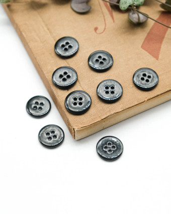 Bouton à coudre : nacre 4 trous Rivershell noir - Mercerine