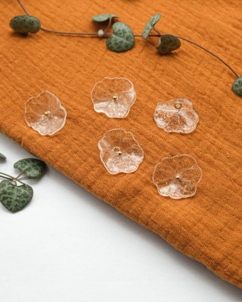 Bouton Fleur Transparente Colorée et Pailletée - 8 coloris - Mercerine