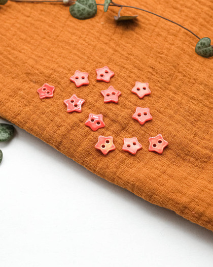 Bouton Nacre Forme Etoile Rouge - Mercerine