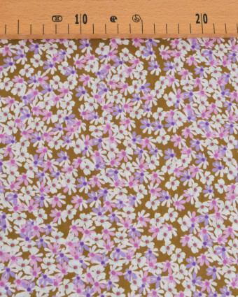 Popeline Kaki Imprimée Marguerites - Oeko-Tex - Mercerine