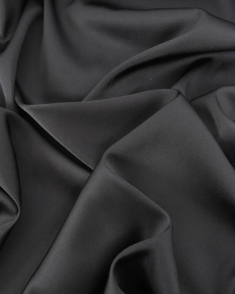 Satin Stretch Léger Uni Noir Léa - Mercerine