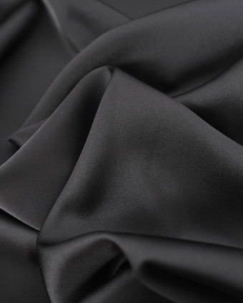 Satin Stretch Léger Uni Noir Léa - Mercerine
