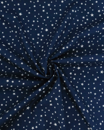 Coton Imprimé Etoiles Fond Marine - Mercerine