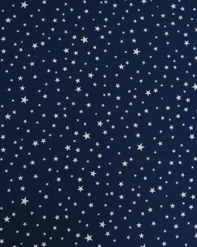 Coton Imprimé Etoiles Fond Marine - Mercerine
