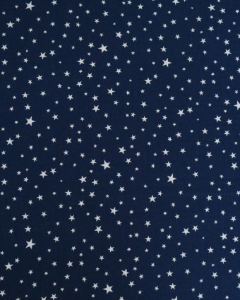 Coton Imprimé Etoiles Fond Marine - Mercerine