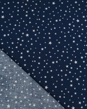 Coton Imprimé Etoiles Fond Marine - Mercerine
