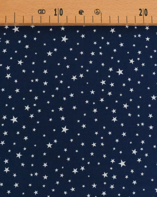Coton Imprimé Etoiles Fond Marine - Mercerine