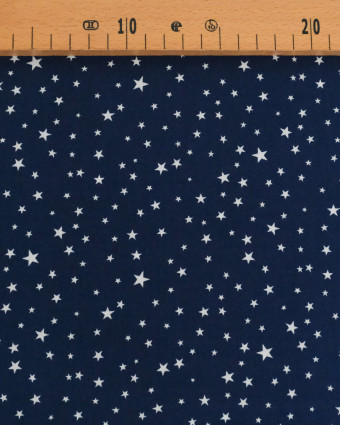 Coton Imprimé Etoiles Fond Marine - Mercerine