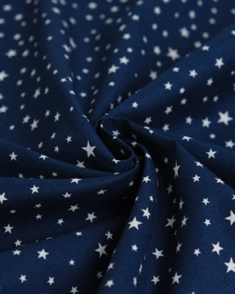 Coton Imprimé Etoiles Fond Marine - Mercerine