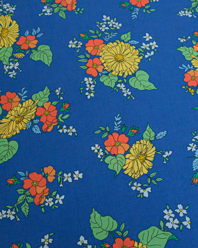 Tissu Liberty Fabrics@ Garden Melody - Tropical Sprig Bleu - Mercerine