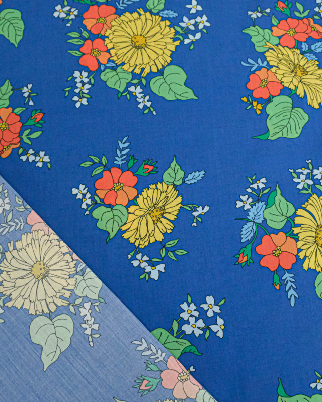 Tissu Liberty Fabrics@ Garden Melody - Tropical Sprig Bleu - Mercerine
