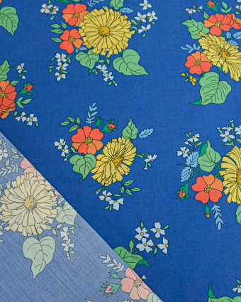 Tissu Liberty Fabrics@ Garden Melody - Tropical Sprig Bleu - Mercerine