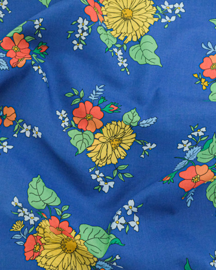 Tissu Liberty Fabrics@ Garden Melody - Tropical Sprig Bleu - Mercerine