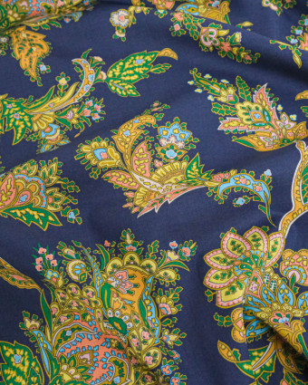Tissu Liberty Fabrics@ Garden Melody - Kirkwall Paisley Bleu Violet - Mercerine