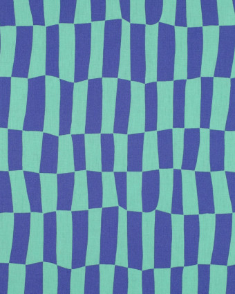 Popeline de Coton Carreaux Bleu et Menthe Jennifer Bouron - Mercerine