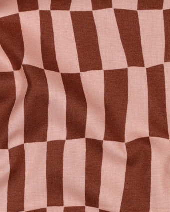 Popeline de Coton Carreaux Rose et Cacao Jennifer Bouron - Mercerine
