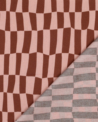 Popeline de Coton Carreaux Rose et Cacao Jennifer Bouron - Mercerine