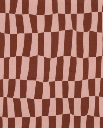 Popeline de Coton Carreaux Rose et Cacao Jennifer Bouron - Mercerine