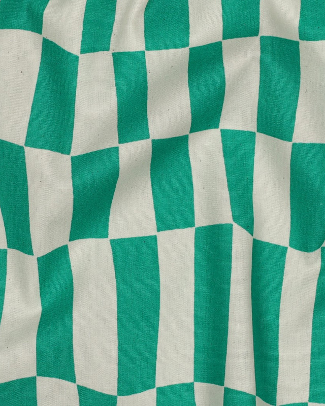 Popeline de Coton Carreaux Vert Gazon Jennifer Bouron - Mercerine