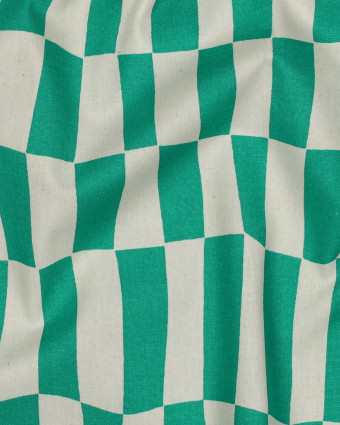 Popeline de Coton Carreaux Vert Gazon Jennifer Bouron - Mercerine