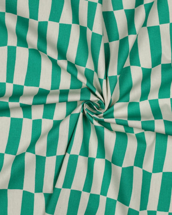 Popeline de Coton Carreaux Vert Gazon Jennifer Bouron - Mercerine