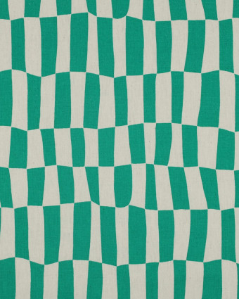 Popeline de Coton Carreaux Vert Gazon Jennifer Bouron - Mercerine