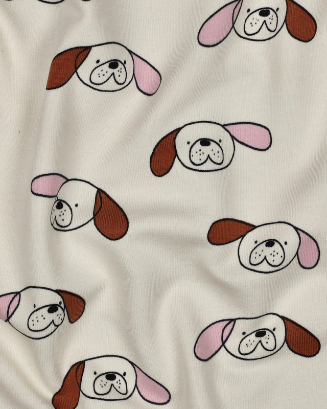 French Terry Dogs Rose et Cacao Jennifer Bouron - Mercerine