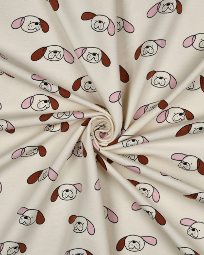 French Terry Dogs Rose et Cacao Jennifer Bouron - Mercerine