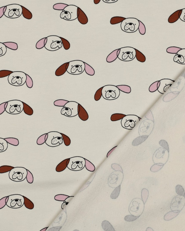 French Terry Dogs Rose et Cacao Jennifer Bouron - Mercerine