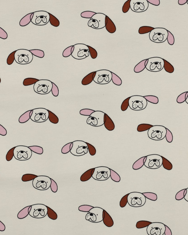 French Terry Dogs Rose et Cacao Jennifer Bouron - Mercerine