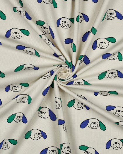 French Terry Dogs Bleu et Vert Jennifer Bouron - Mercerine