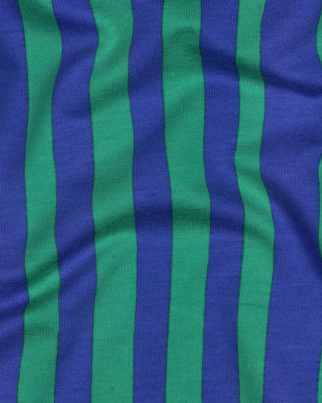 French Terry Bleu et Vert à  Rayures Jennifer Bouron - Mercerine