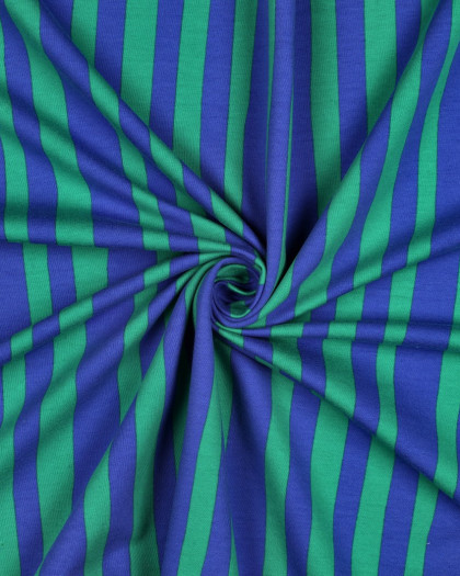 French Terry Bleu et Vert à  Rayures Jennifer Bouron - Mercerine