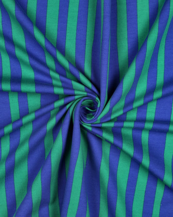 French Terry Bleu et Vert à  Rayures Jennifer Bouron - Mercerine