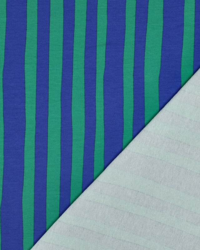 French Terry Bleu et Vert à  Rayures Jennifer Bouron - Mercerine