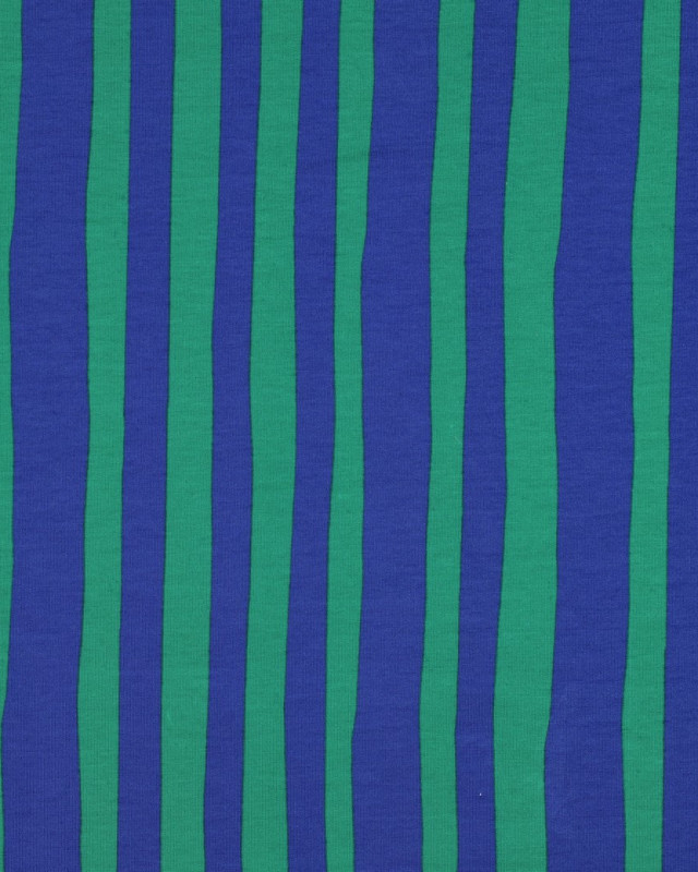 French Terry Bleu et Vert à  Rayures Jennifer Bouron - Mercerine